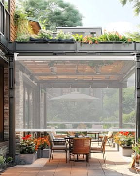 Nikcorp Prozirna roleta za terasu i balkon 80x120 cm, vodootporni prozirni PVC 0,5 mm, zaštita od vjetra i kiše, bijeli okov