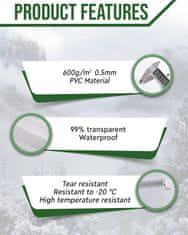 Nikcorp Prozirna roleta za terasu i balkon 80x120 cm, vodootporni prozirni PVC 0,5 mm, zaštita od vjetra i kiše, bijeli okov