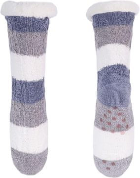 Nikcorp Ženske tople zimske čarape s protukliznim ABS potplatom, mekana podstava, sivo-plave, univerzalna veličina, 1 par
