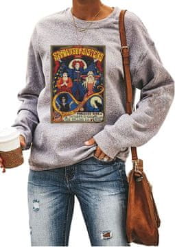 Nikcorp Ženska majica bez kapuljače s vintage printom Sanderson Witch Museum, pamučna siva majica dugih rukava, XL, Halloween