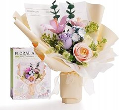 Nikcorp Umjetno cvijeće buket od kockica 3D puzzle 165 dijelova, kreativni set za sastavljanje, idealan poklon za Valentinovo i Dan žena