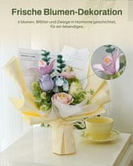 Nikcorp Umjetno cvijeće buket od kockica 3D puzzle 165 dijelova, kreativni set za sastavljanje, idealan poklon za Valentinovo i Dan žena