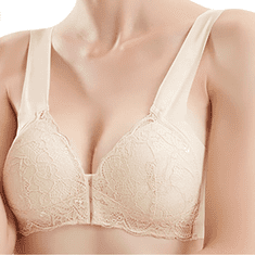 Nikcorp Čipkasti push-up grudnjak plus size s prednjim kopčanjem i širokim stranama za oblikovanje, bež boja, veličina XXL