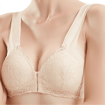 Nikcorp Čipkasti push-up grudnjak plus size s prednjim kopčanjem i širokim stranama za oblikovanje, bež boja, veličina XXL