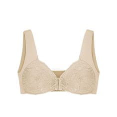 Nikcorp Čipkasti push-up grudnjak plus size s prednjim kopčanjem i širokim stranama za oblikovanje, bež boja, veličina XXL