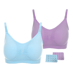 Nikcorp Grudnjak za trudnice i dojilje, bešavni set bez žica, plavi i ljubičasti, podesive naramenice, 2 komada, veličina L