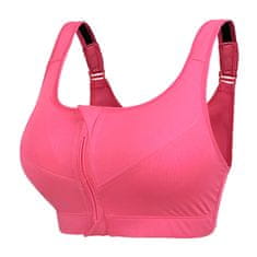 Nikcorp Sportski grudnjak Crop Top Plus Size s prednjim patentnim zatvaračem, visoka potpora, ružičasti, veličina 4XL
