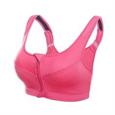 Nikcorp Sportski grudnjak Crop Top s prednjim zatvaračem, Plus Size potpora za trening, prozračni materijal, ružičasti, XL