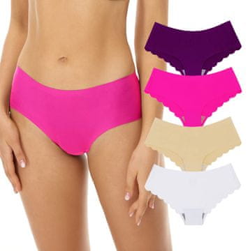 Nikcorp Ženske gaćice bešavne s niskim strukom i laserskim izrezom, nevidljivi rubovi, set 4 komada, veličina L, crne i bež