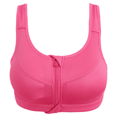 Nikcorp Sportski grudnjak Crop Top s prednjim zatvaračem, Plus Size potpora za trening, prozračni materijal, ružičasti, XL