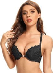 Nikcorp Čipkasti push-up grudnjak sa žicom, podstavljene košarice i podesive naramenice, cvjetni dizajn, crni, veličina 38C