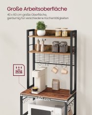 Songmics Kuhinjska polica 40x60x170 cm smeđa