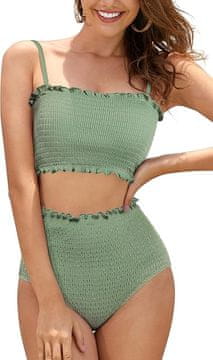 Nikcorp Dvodijelni kupaći kostim s visokim strukom i bandeau gornjim dijelom, bikini komplet za oblikovanje tijela, L, crni