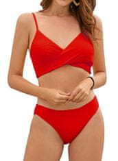 Nikcorp Dvodijelni kupaći kostim bikini s V-izrezom, rebrasti materijal, crvena boja, sportska elegancija, veličina M