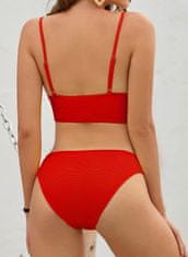 Nikcorp Dvodijelni kupaći kostim bikini s V-izrezom, rebrasti materijal, crvena boja, sportska elegancija, veličina M