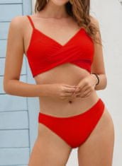 Nikcorp Dvodijelni kupaći kostim bikini s V-izrezom, rebrasti materijal, crvena boja, sportska elegancija, veličina M