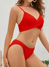 Nikcorp Dvodijelni kupaći kostim bikini s V-izrezom, rebrasti materijal, crvena boja, sportska elegancija, veličina M