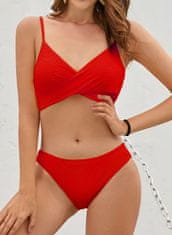 Nikcorp Dvodijelni kupaći kostim bikini s V-izrezom, rebrasti materijal, crvena boja, sportska elegancija, veličina M