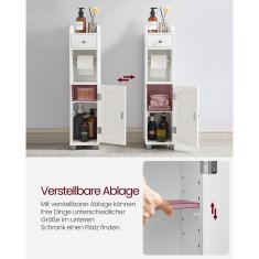 Songmics Ormarić za WC 20x18x767 cm Bijeli