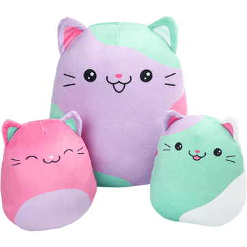 Nikcorp Plišani jastuk mačka mekani squishy set od 3 komada (30 cm i 17 cm), smeđe plišane igračke za djecu, smeđa boja