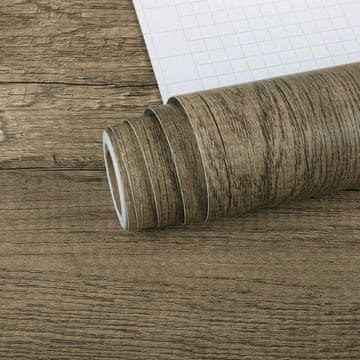 Nikcorp Samoljepljiva folija za namještaj s teksturom drva, siva, vodootporna PVC folija za kuhinju i ormare, 60 cm x 900 cm