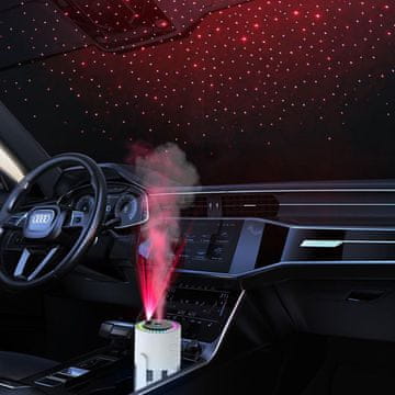 Nikcorp Mini ovlaživač zraka za automobil i dom, prijenosni USB difuzor s projektorom zvjezdanog neba, bijeli, 280 ml