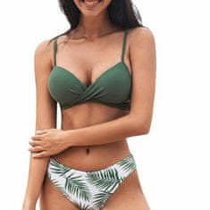 Nikcorp Ženski bikini set kupaći kostim, cvjetni uzorak i zelena boja, podesive naramenice i uklonjive košarice, veličina XL