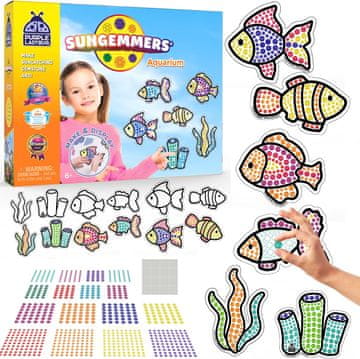 Nikcorp Set za izradu vitraža s kristalima, DIY kreativni set dijamantno slikanje, hvatač sunca s motivom riba, 6 komada