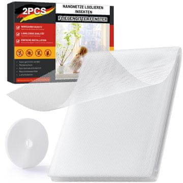Nikcorp Mreža protiv komaraca za prozor, set 2 komada, 130 x 150 cm, zaštita od insekata, samoljepljiva s čičak trakom, bijela