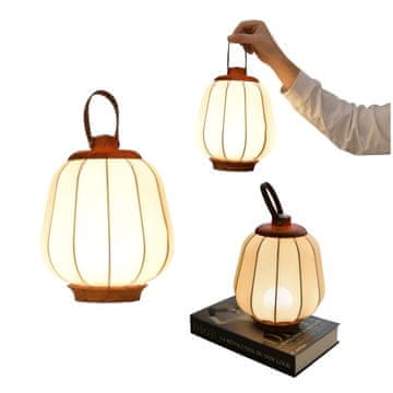 Nikcorp Bežična LED stolna lampa retro fenjer, 4000 mAh baterija, drvo i metal, podesiva svjetlina, 3 boje svjetla, USB-C punjenje