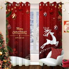 Nikcorp Božićne zatamnjujuće zavjese s motivom soba, crvene, 140 x 225 cm, set od 2 komada, toplinska izolacija na alke
