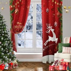 Nikcorp Božićne zatamnjujuće zavjese s motivom soba, crvene, 140 x 225 cm, set od 2 komada, toplinska izolacija na alke