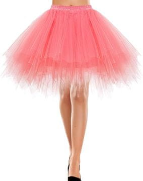 Nikcorp Suknja od tila kratka, vintage retro stil 50-ih, baletno ružičasta, s podstavom i elastičnim strukom, veličina XL