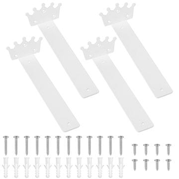 Nikcorp Nosači za zidne police Kruna, retro dizajn, bijeli, čelični, duljina 25,5 cm, set od 4 komada, ukrasni zidni držači u L-obliku