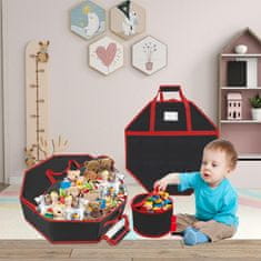 Nikcorp Torba za pohranu igračaka VERONLY Veliki organizator za igračke 76x76x8 cm crna Oxford 600D tvrda konstrukcija s kartonom proziran prozorčić patent zatvarači unutarnja torbica