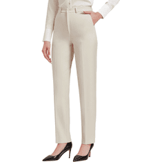 Nikcorp Ženske hlače odijelo s dugim nogavicama za visoke žene, bež boja, ravni kroj, materijal koji se ne glača, veličina 3XL