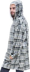 Nikcorp Deka majica s kapuljačom, topla oversize deka-majica od flanela, mekana i debela, siva karirana, univerzalna veličina