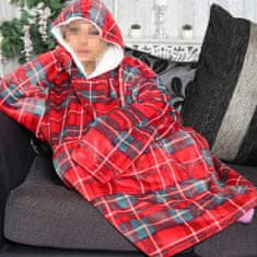 Nikcorp Deka-majica s kapuljačom, oversize, topla i mekana od flisa, s klokan džepom i elastičnim manžetama, univerzalna, crvena