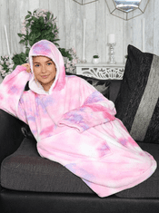 Nikcorp Deka-majica s kapuljačom, debela i topla oversize nosiva deka od Sherpa flisa, univerzalna veličina, ružičasta