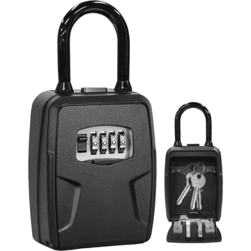 Nikcorp Zidni sef za ključeve s 4-znamenkastom šifrom, metalna kutija za ključeve i kartice, otporan na vremenske uvjete, crni