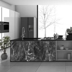 Nikcorp Samoljepljiva folija za namještaj i zidove Crni mramor, vodootporna PVC vinilna folija za renovaciju, 40 x 300 cm