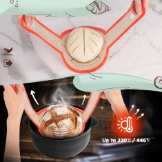 Nikcorp Set za pečenje kruha, 2 silikonska kalupa i pribor za tijesto, okrugla i ovalna košarica, sklopivi dizajn, tirkizna boja