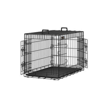 Songmics Kavez za kućne ljubimce sklopiva žičana kavez s 2 vrata 122x81x76 cm crna