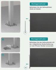 Songmics Bočni tende 140x300 cm siva