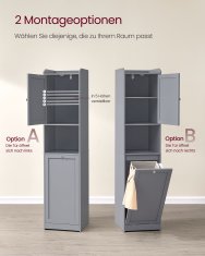 Songmics Kupaonska ormarić 40x40x170 cm Siva