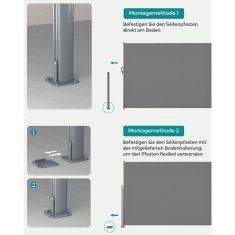 Songmics Bočni tend 160x400 cm Siva