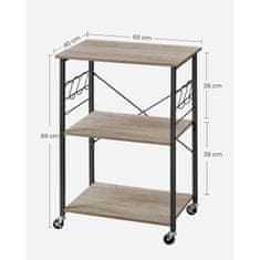 Songmics Kuhinjska polica na kotačima 40x60x89 cm Greige