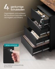 Songmics Pokretni ormarić za arhiviranje 39x45x55 cm Crni