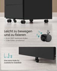 Songmics Pokretni ormarić za arhiviranje 39x45x55 cm Crni