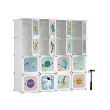 Songmics Ormar za samostalnu izradu ormar za pohranu za vješanje odjeće za djecu 123x41x123 cm bijeli